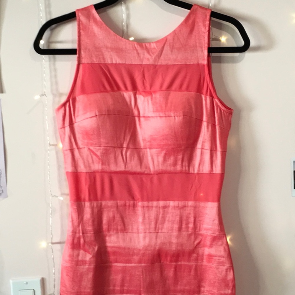 nonremovable padded pink striped mini dress